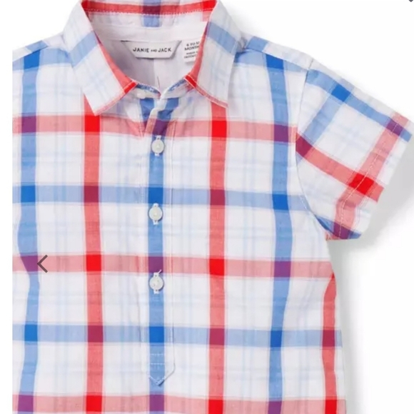 🍁2 for $15🍁 Janie and Jack Resort Plaid Baby Romper 18-24 mos - Picture 2 of 5